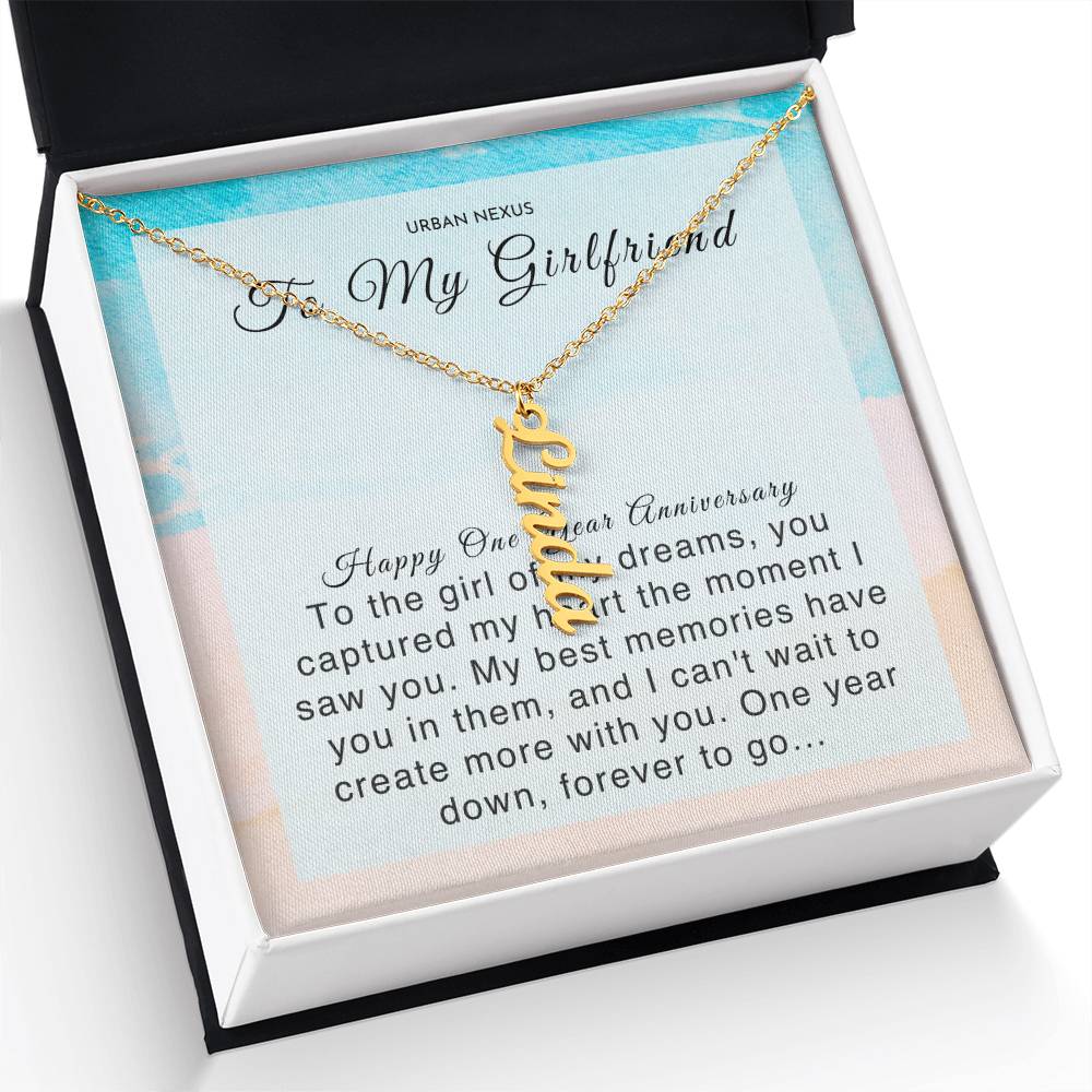 Dangle Name Necklace 1 Year Anniversary Gift For Girlfriend